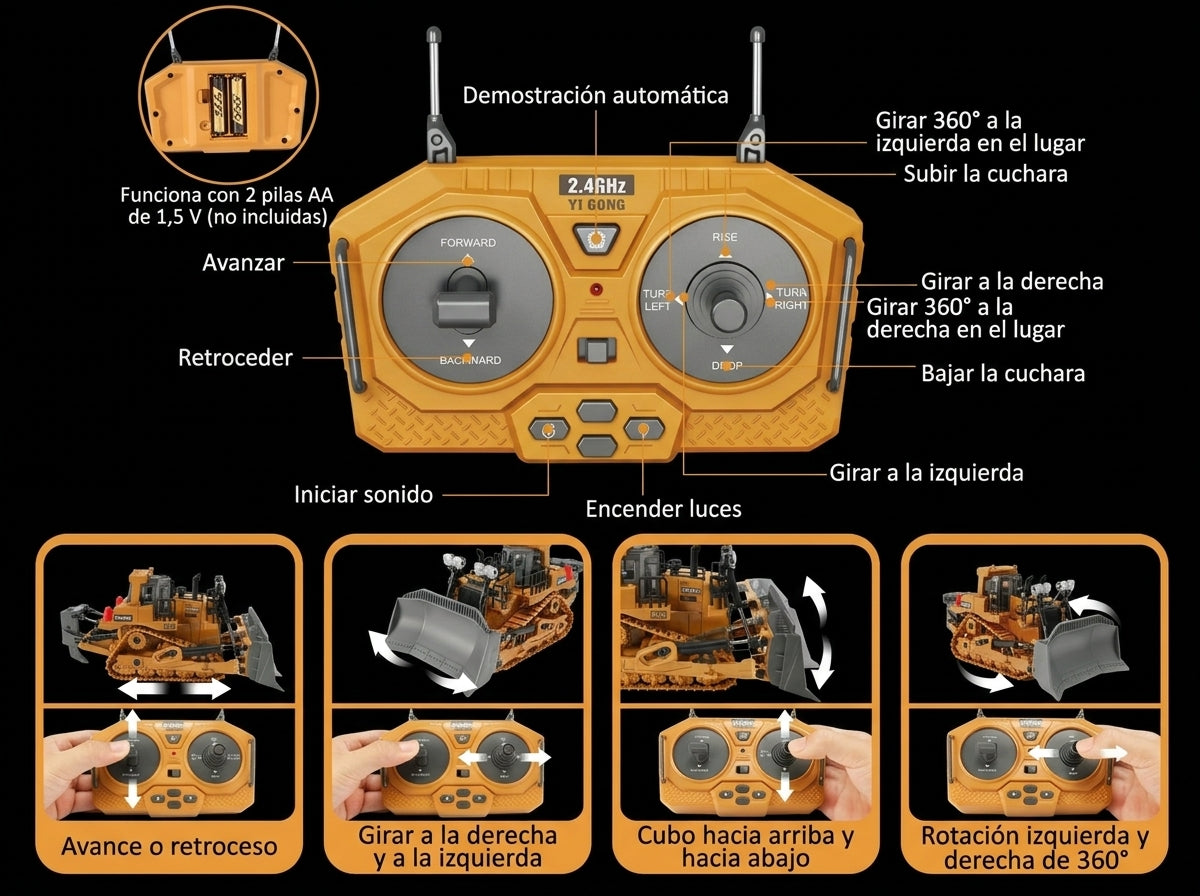 Bulldozer RC escala 1/20